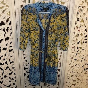 Saloni Sundance Tyra Floral Dress - Blue & Yellow